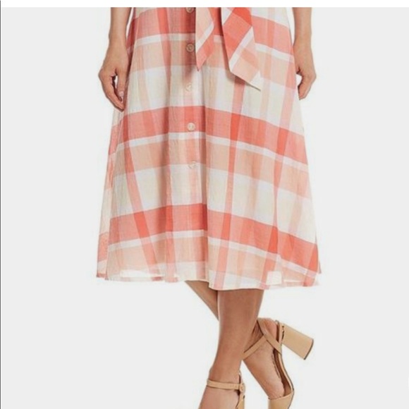 Alex Marie Pink and White Plaid Midi Dress - Picture 3 of 13